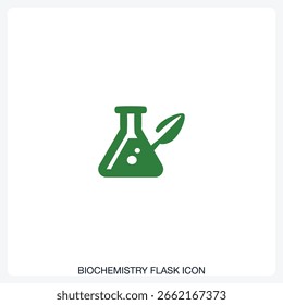 Ícone de vetor sólido do ícone do frasco da bioquímica com um design arrojado, mínimo. Adequado para apresentações, sites, aplicativos, infográficos e vários projetos digitais ou de impressão.