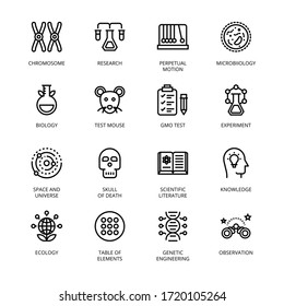 Biochemistry and Genetics outline Icons - stroke, vector