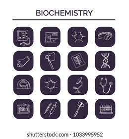 Biochemistry haand drawn doodle set. Sketches. Vector illustration for design and packages product. Symbol collection.