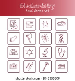 Biochemistry haand drawn doodle set. Sketches. Vector illustration for design and packages product. Symbol collection.