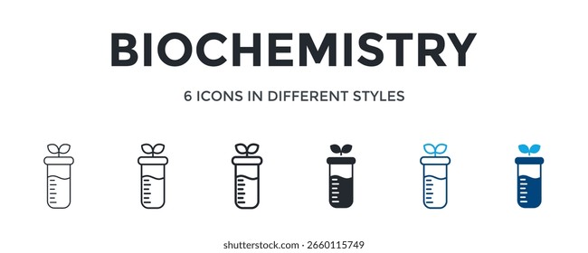 Icono De Bioquímica En Diferente Estilo De Ilustración vectorial. Diseñado En Línea Delgada, Línea Regular, Línea Negrita, Glifo, Línea De Color Y Estilo De Glifo De Color Se Puede Utilizar Para El Web