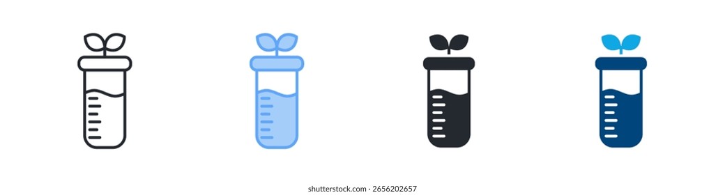 Conjunto de iconos de bioquímica estilo múltiple. Diseñado en el contorno, azul, glifo, tono dual