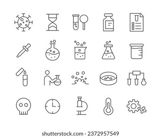 Biochemistry Icons - Vector Line. Editable Stroke.