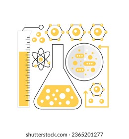 Biochemistry laboratory test. Science research, lab equipment vector illustration