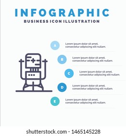 Biochip, Bot, Future, Machine, Medical Line icon with 5 steps presentation infographics Background. Vector Icon Template background