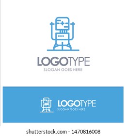 Biochip, Bot, Future, Machine, Medical Blue outLine Logo with place for tagline. Vector Icon Template background