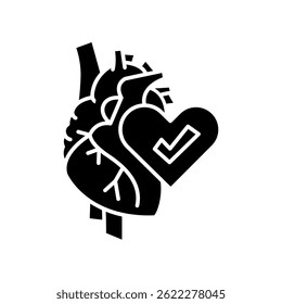 Biocompatibility black flat icon. Vector isolated element.
