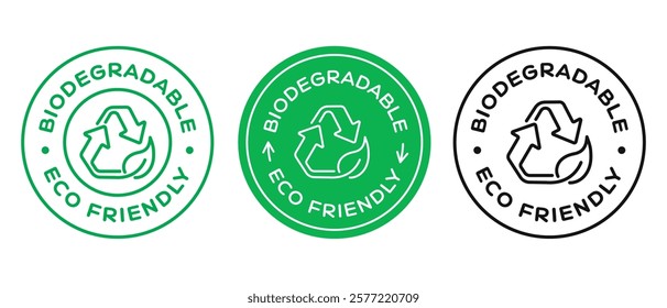 Biodegradable Badge Sign. Eco Friendly Icon Label. Recycle Symbol.