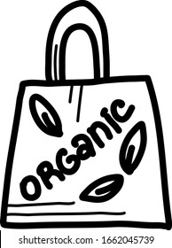 Biodegradable bag. paper package isolated  on white background. Doodle style.Hand drawn vector illustration