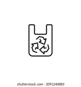 Biodegradable bag, recycling package, eco bag simple thin line icon vector illustration