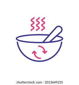 Biodegradable bowl vector 2 colours line icon style illustration. EPS 10 file 