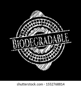 Biodegradable chalkboard emblem. Vector Illustration. Detailed.