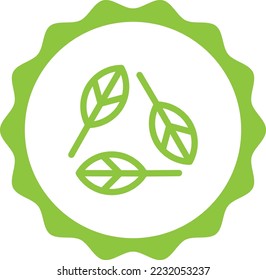 biodegradable compostable green stamp. Symbol, outline icon, tag, badge, label, circle, green white vector round isolated on transparent background.