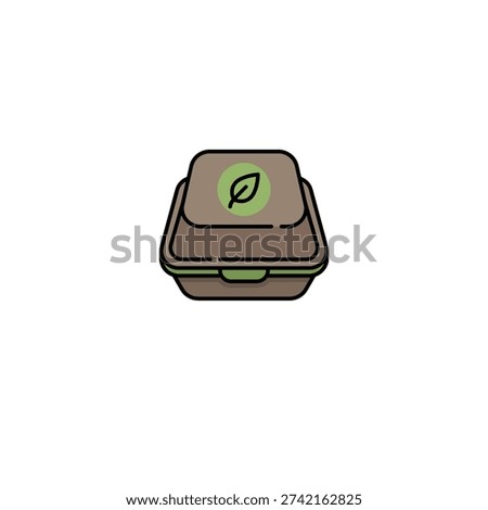 Biodegradable food takeout container in modern flat vector style