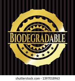 Biodegradable golden emblem. Vector Illustration. Detailed.