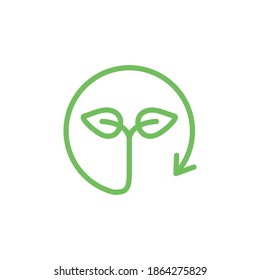 Biodegradable green icon. Recycle leaf symbol. Bio recycling degradable sign. Vector organic illustration isolated on white