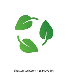 Biodegradable green icon. Recycle leaf symbol. Bio recycling degradable sign. Vector organic illustration isolated on white