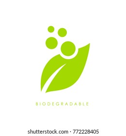 Biodegradable Green Leaf Vector Logo Illustration Isolated On White Background