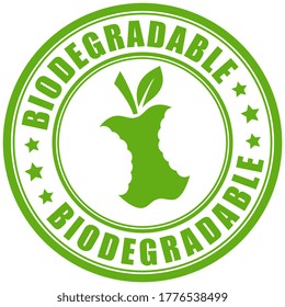 Ilustración de etiqueta redonda verde biodegradable