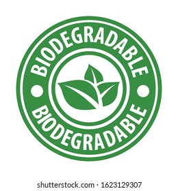 biodegradable green rubber stamp, vector illustraion