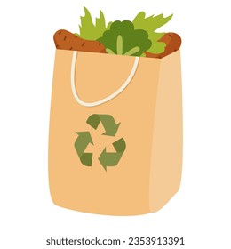 Biodegradable grocery bag. Icon. Object isolated on white background