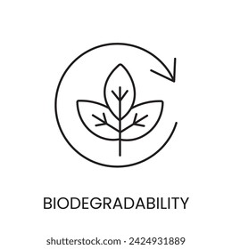 Biodegradable icon line vector with editable stroke for packaging.