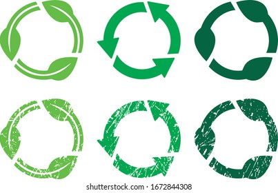 Sellos de icono biodegradables.Textura grunge. 3 clases.