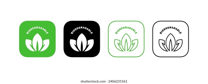Biodegradable icons. Recycle signs. Icons of reusable plastic bio packaging. Vector icons svg