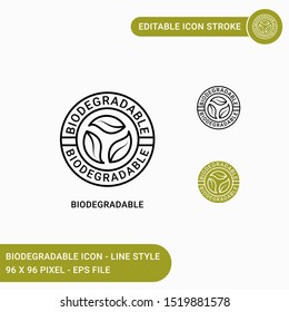 Biodegradable  icons set vector illustration with icon line style. Bio plastic concept. Editable stroke icon on isolated white background for web design, user interface,  and mobile application 