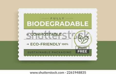 Biodegradable label minimal vintage template. Packaging design with Eco-Friendly material. Recycle sticker.