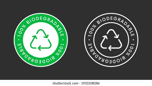 Biodegradable label sign vector design. 100 precent Bio Recycling and Degradable Icon.