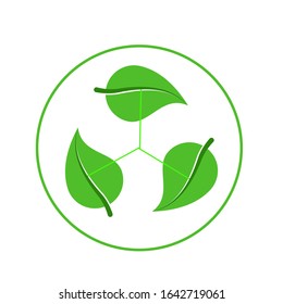 Biodegradable leaf icon in green color. Biodegradable icon. Biodegradable symbol on a white background. Premium biodegradable icon in the vector form.
