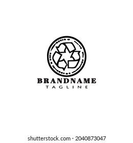 logotipo biodegradable icono de caricatura plantilla linda ilustración vectorial aislado negro moderno
