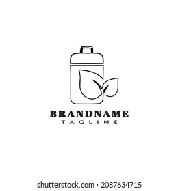 logotipo biodegradable diseño de icono de dibujos animados negro plano ilustración de vector aislado