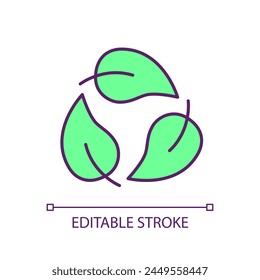 Biodegradable materials green RGB color icon. Natural resources. Bio based, bioprocessing. Chemical industry, renewable. Isolated vector illustration. Simple filled line drawing. Editable stroke