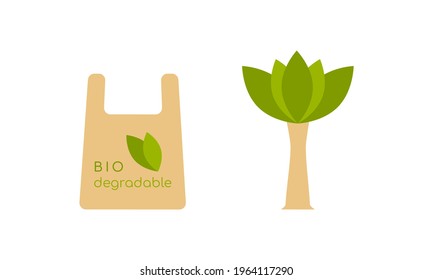Biodegradable package. Logo, sign, emblem, signal, ecology concept.