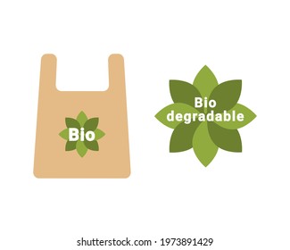 Biodegradable package. Logo, sign, emblem, signal, ecology concept.