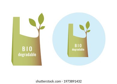 Biodegradable package. Logo, sign, emblem, signal, ecology concept.