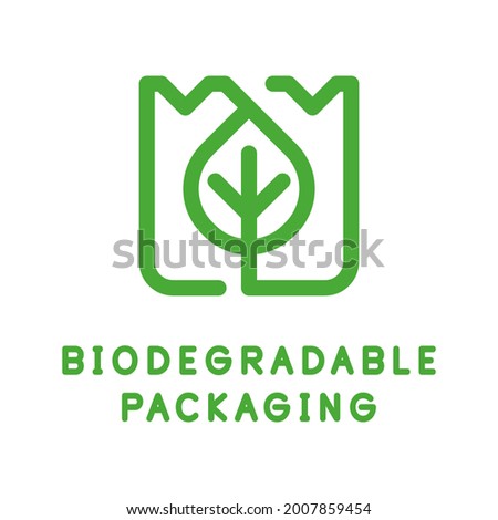 Biodegradable packaging. Eco-friendly icon. Product quality badge. Vector file. Stock foto © 