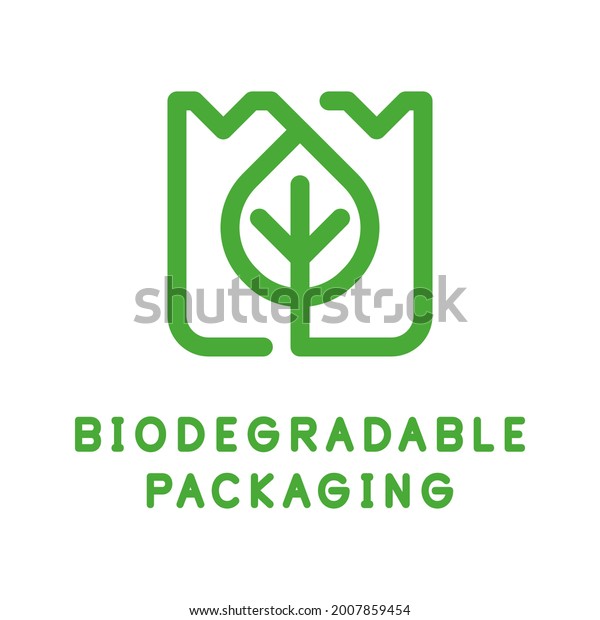 Biodegradable packaging. Eco-friendly icon. Product\
quality badge. Vector\
file.