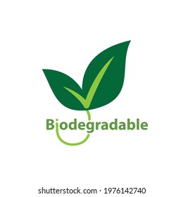 Biodegradable Packaging Green Leaves Symbol Recyclable Stock Vector ...