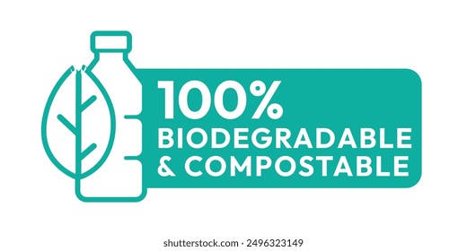 Biodegradable packaging icons. Biodegradable logo, badge, icon, sticker, label, emblem, stamp, symbol, black, line circle, flat vector, isolated illustration.