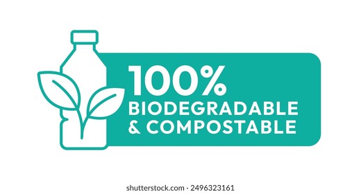 Biodegradable packaging icons. Biodegradable logo, badge, icon, sticker, label, emblem, stamp, symbol, black, line circle, flat vector, isolated illustration.