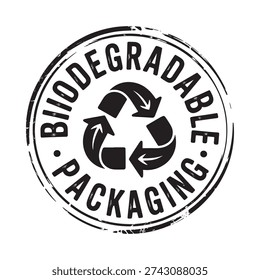 Biodegradable packaging logo with recycling symbol high quality