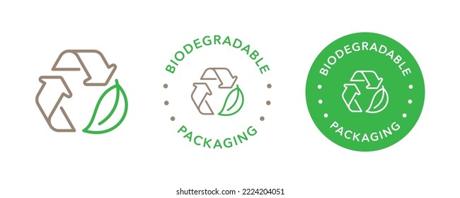 logotipo de icono del vector del embalaje biodegradable