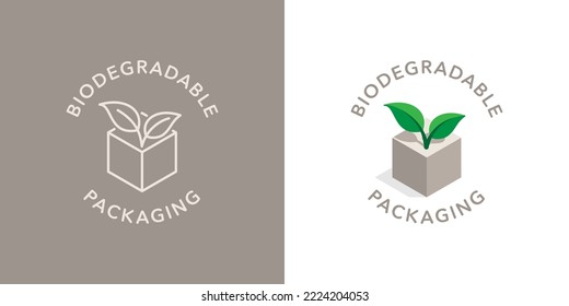 Biodegradable packaging vector icon badge logo