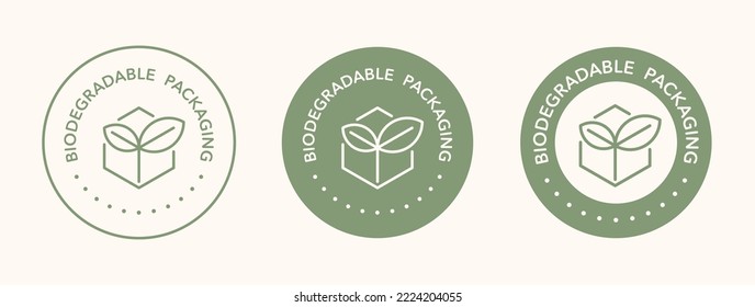 Biodegradable packaging vector icon badge logo