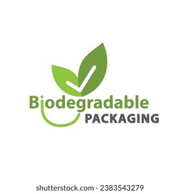 Embalaje biodegradable, icono vector, placa, etiqueta.