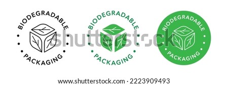 Biodegradable packaging vector icon badge logo Stock foto © 