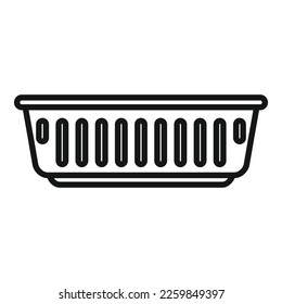 Vector de contorno de icono de caja de plástico biodegradable. Compost acuático. Energía de bolsa